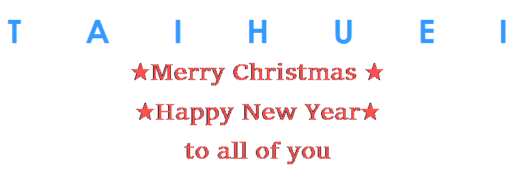 文字方塊: TAIHUEI
★Merry Christmas ★
★Happy New Year★
to all of you
